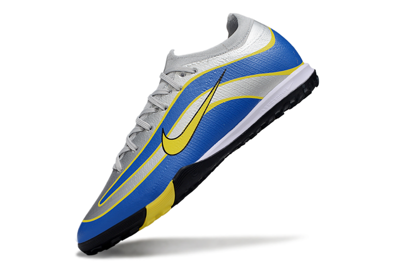 Chuteira Society Nike Air Zoom Mercurial Vapor 16 Elite R9 TF - Cinza, Azul e Amarela