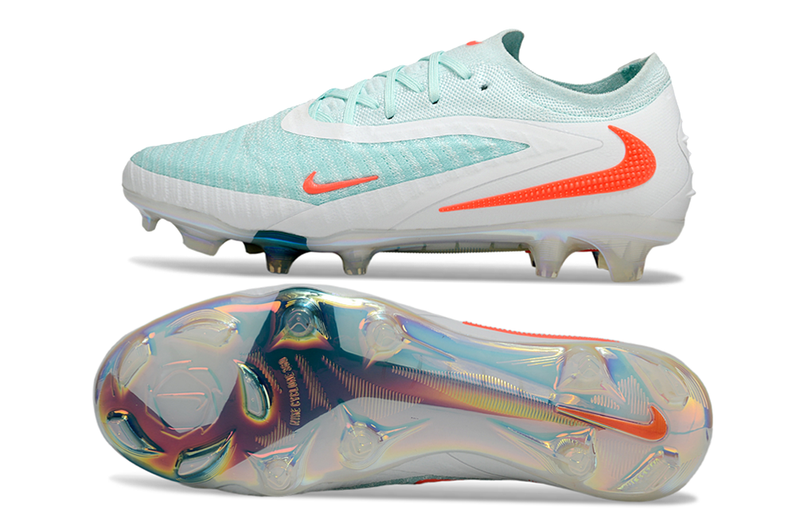 Chuteira Nike Phantom 6 Elite FG - Branco, azul e laranja